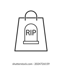 Halloween bags with grave, flat design