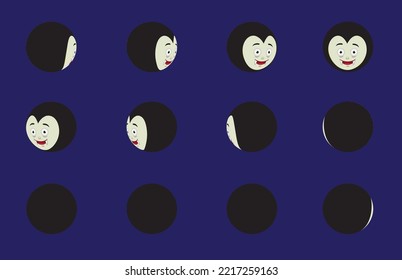 Halloween Ball Head Animation Sequence Dracula Cartoon Vector