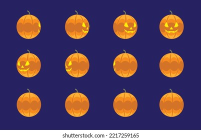 Halloween Ball Head Animation Sequence Pumpkin Lantern Cartoon Vector
