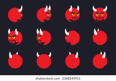 Halloween Ball Head Animation Sequence Devil Satan Cartoon Vektor