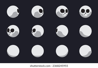 Halloween Ball Head Animation Sequence Devil Satan Cartoon Vector Skull