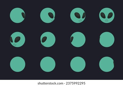 Halloween Ball Head Animation Sequence Alien UFO Extraterrestrial Cartoon Vector