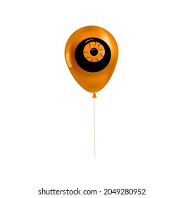 Halloween balloon 3d realistic, Eye icon symbol, orange black color. Vector illustration isolated
