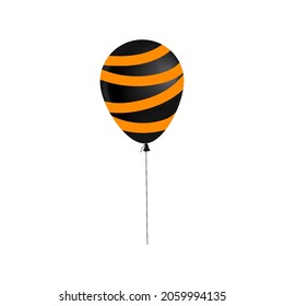 Halloween balloon 3d realistic, Eye icon symbol, orange black color. Vector illustration isolated
