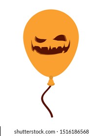 halloween balloon helium with face vector illustration design