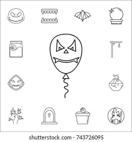 Halloween balloon line icon. Set of Halloween icons on white background