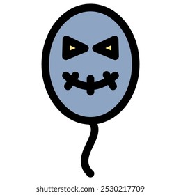 Halloween balloon with scary face - flat halloween icon symbol