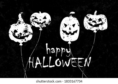 Halloween balloon with scary faces  background.