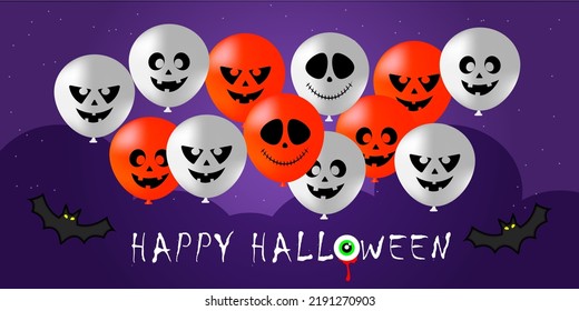 Halloween balloons banner vector illustration