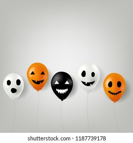 Halloween Balloons Border With Gradient Mesh, Vector Illustration