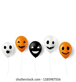 Halloween Balloons Border White Background With Gradient Mesh, Vector Illustration
