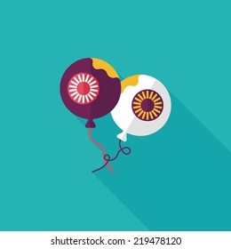 Halloween balloons flat icon with long shadow,eps10