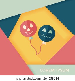 Halloween balloons flat icon with long shadow,eps10