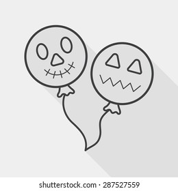 Halloween balloons flat icon with long shadow, line icon