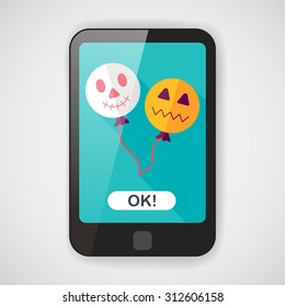 Halloween balloons flat icon with long shadow,eps10