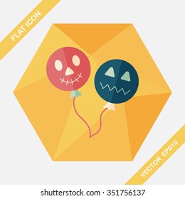 Halloween balloons flat icon with long shadow,eps10