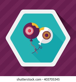 Halloween balloons flat icon with long shadow,eps10