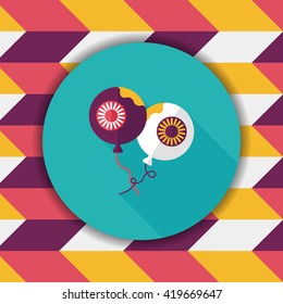 Halloween balloons flat icon with long shadow,eps10