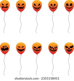 Halloween balloons isolated on transparent background.Vector illustration