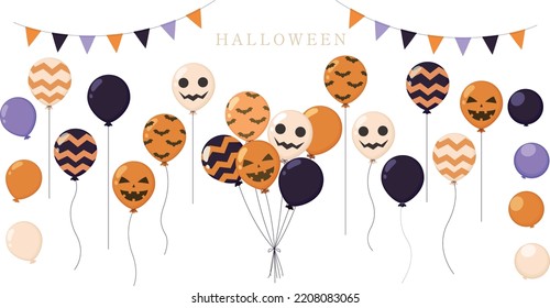 Halloween balloons, party decoration. Vector illustration.