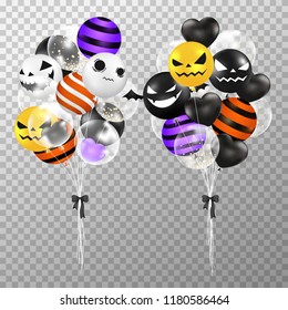 Halloween Balloons Realistic Isolated On Transparent Stock Vector ...