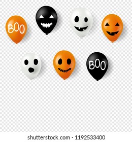 Halloween Balloons Set Transparent Background With Gradient Mesh, Vector Illustration