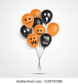 Halloween balloons. Spooky faces. Halloween decoration Vector illustration