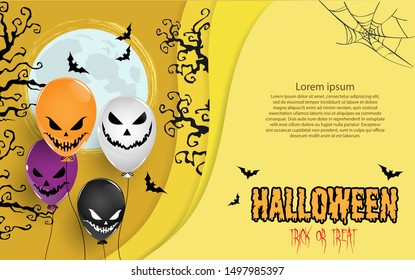 Halloween balloons under the moonlight. Spooky Forest 