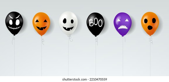 Halloween Baloons With Gray Background With Gradient Mesh, Vector Illustration