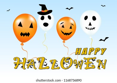 halloween baloons slogan vector text