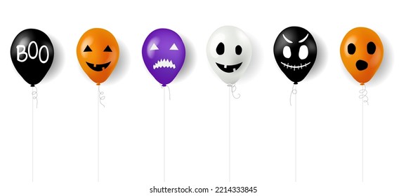 Halloween Baloons With White Background With Gradient Mesh, Vector Illustration