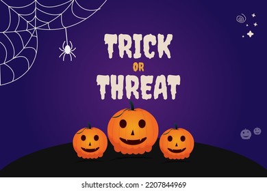 Halloween Banner Backdrop Background Trick Or Threat Pumpkin Mistery Scary Flyer, Sticker, Gift Card