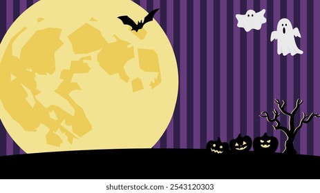 Halloween banner background with full moon and silhouette