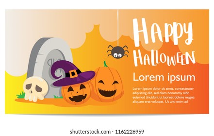 Halloween banner background template, vector illustration