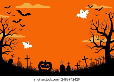 Halloween banner background_vector illustration (2:3)