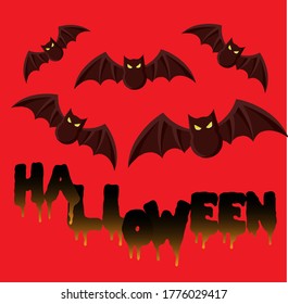 halloween banner with bat on red background