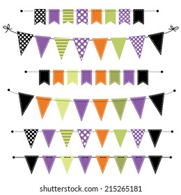 Halloween banner, bunting or flags on transparent background, for scrapbooking, vector format