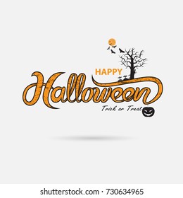 Halloween banner calligraphy.Halloween trick or treat party celebration.Halloween Background.Happy Halloween vector lettering.Holiday calligraphy for banner,poster,greeting card.Vector illustration