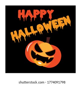halloween banner or card on black background, vector icon, eps 10