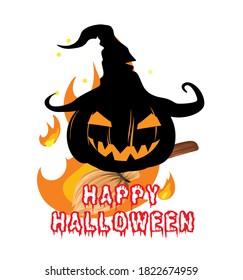 halloween banner or card with pumpkin on white background, vector, eps 10
