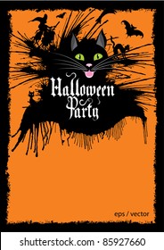 halloween banner /  cat /  vector