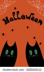 Halloween banner with cats and spiders