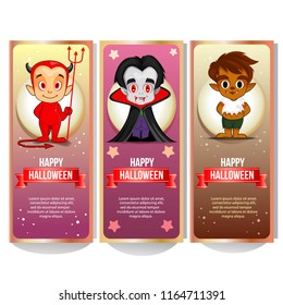 halloween banner collection with cartoon character