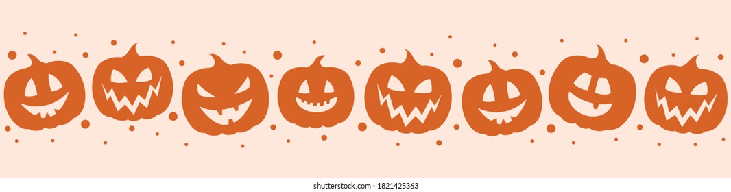 Halloween Banner With Craved Pumpkins. Vector