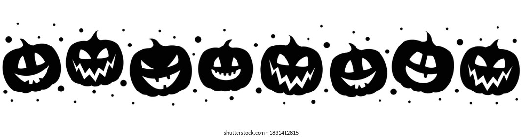 Halloween Banner With Craved Pumpkins. Vector