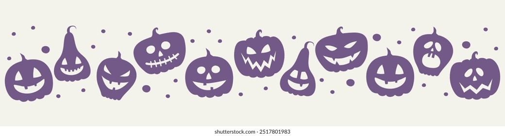 Halloween banner with creepy pumpkin lanterns. Vector