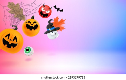 Cartel de Halloween. Bandera de Halloween con personajes lindos