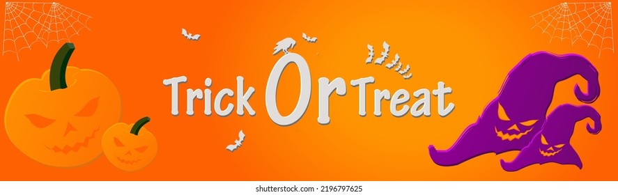 Halloween Banner Design. Paper cut Style. Flat Icon. Best suited for website designing, posters, invitation cards, sale banners, social media posts and Boucher designing. Dimensions are 1920 by 560.  
