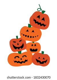 Halloween banner design with smiling pumpkin character. Orange pumpkin with smile for your design for the holiday Halloween. Vector illustration.