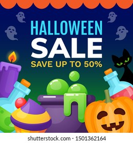 Halloween banner design template. Vector illustration